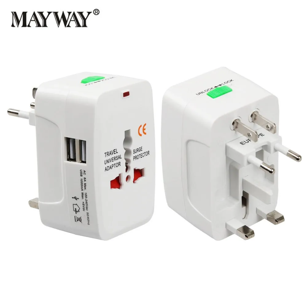 Electric Plug power Socket Adapter International travel adapter Universal Travel Socket USB Power Charger Converter  EU UK US AU