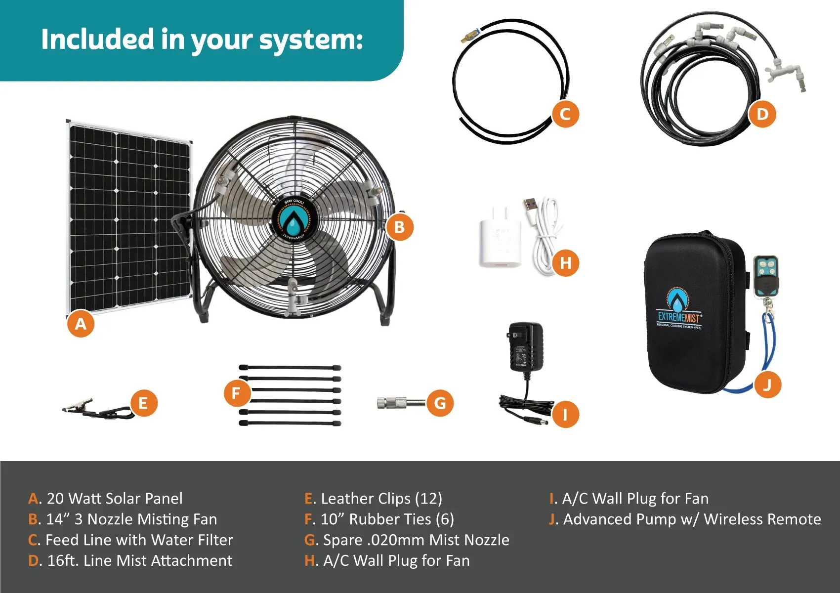 ExtremeMist Portable 4-n-1 Misting Fan with Solar Panel