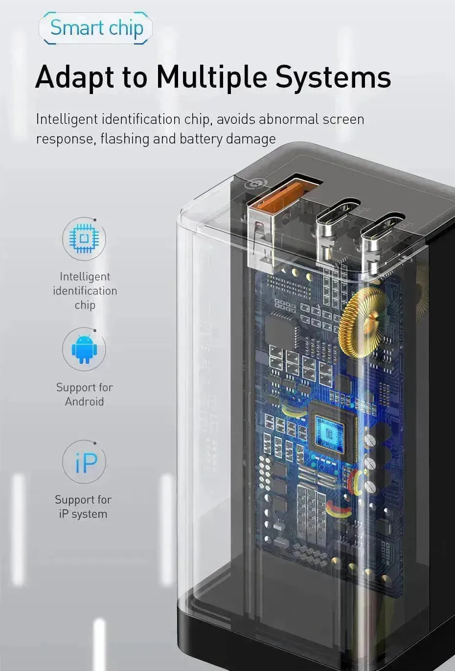 Fast mobile phone charger With USB and Type C port