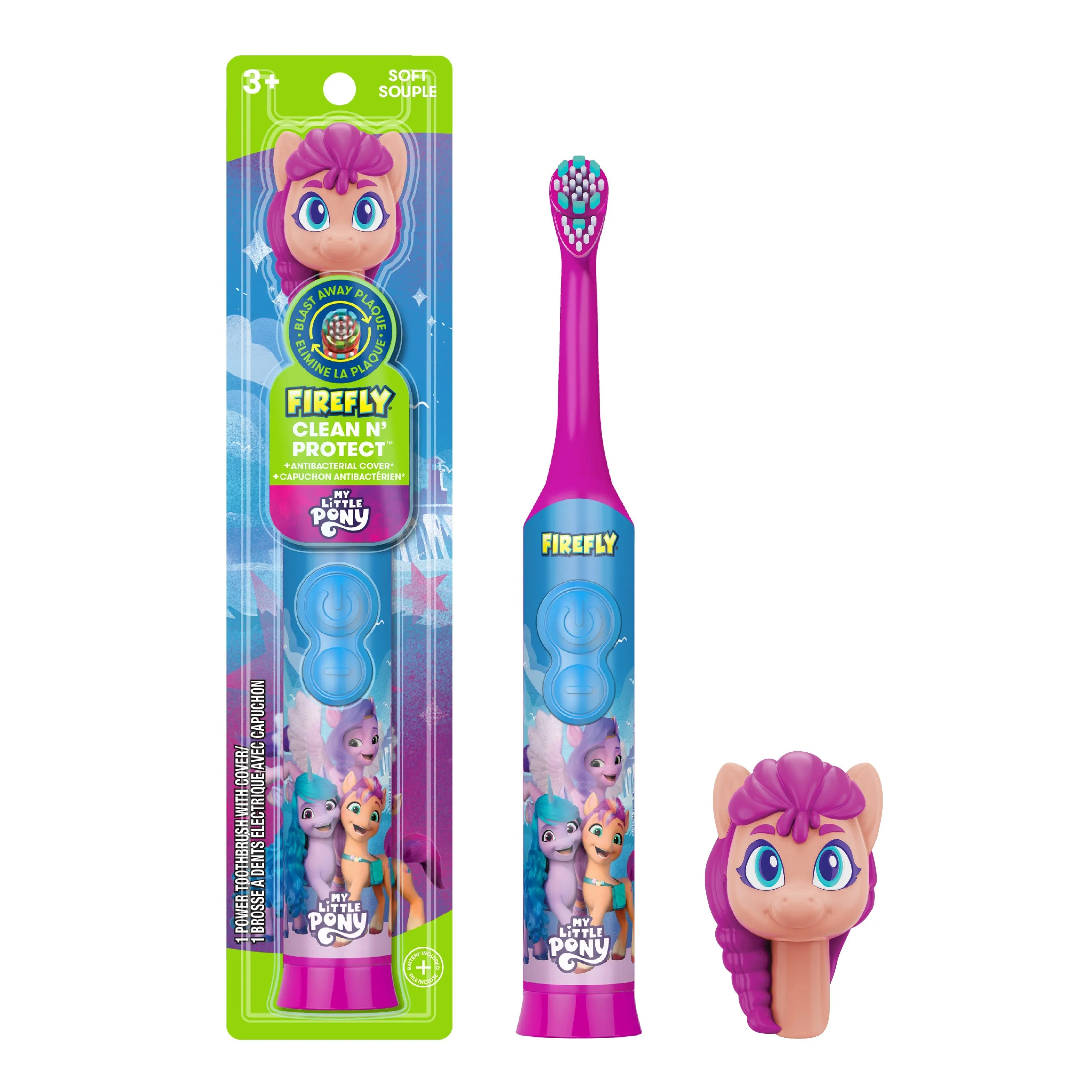 Firefly Clean N' Protect My Little Pony Battery Powered Toothbrush with 3D Antibacterial Cover