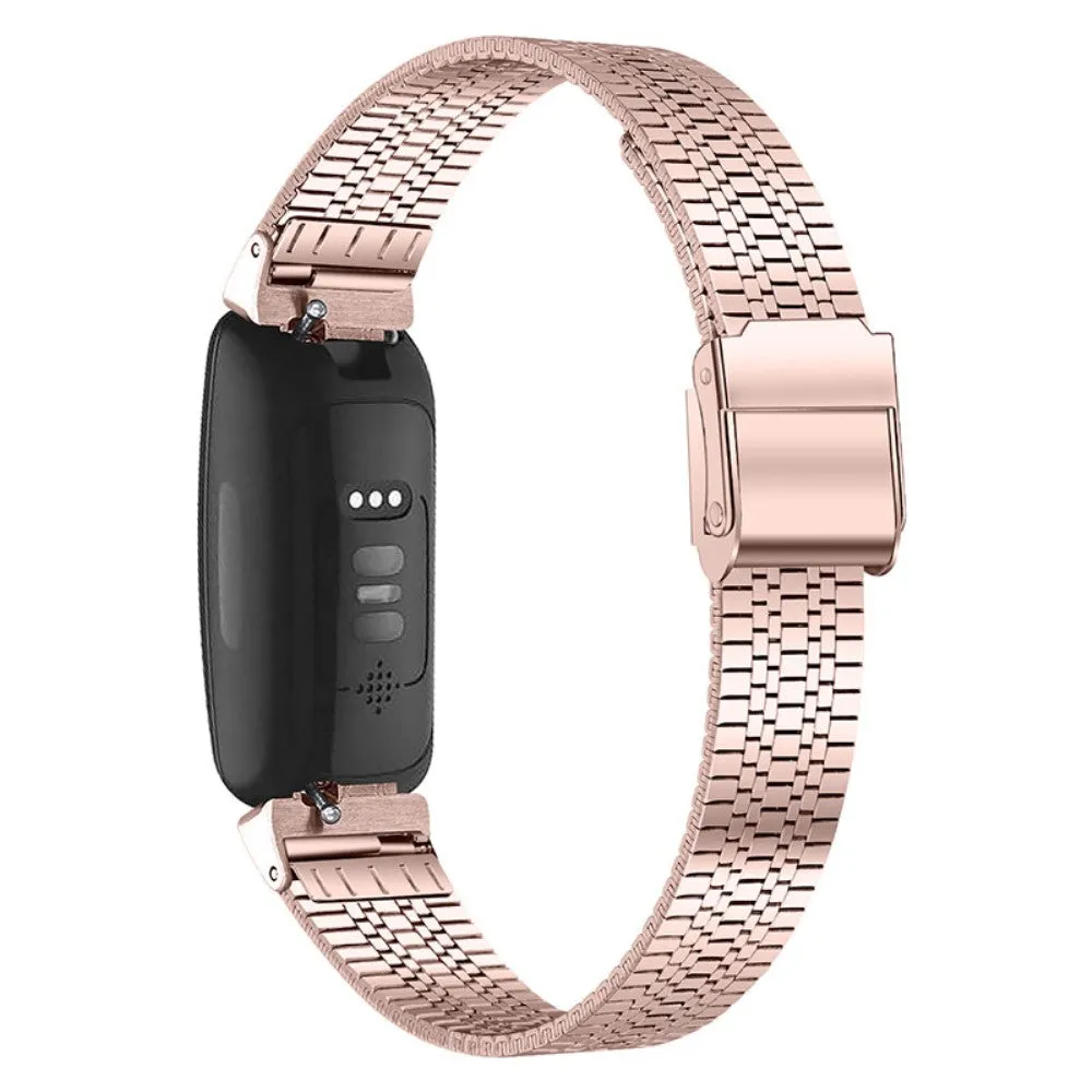 Fitbit Inspire 2 / Inspire 5 bead stainless steel watch strap - Pink Gold