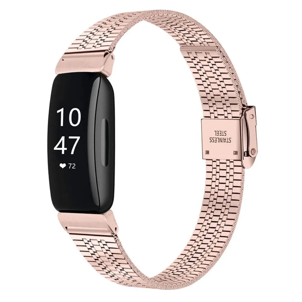 Fitbit Inspire 2 / Inspire 5 bead stainless steel watch strap - Pink Gold