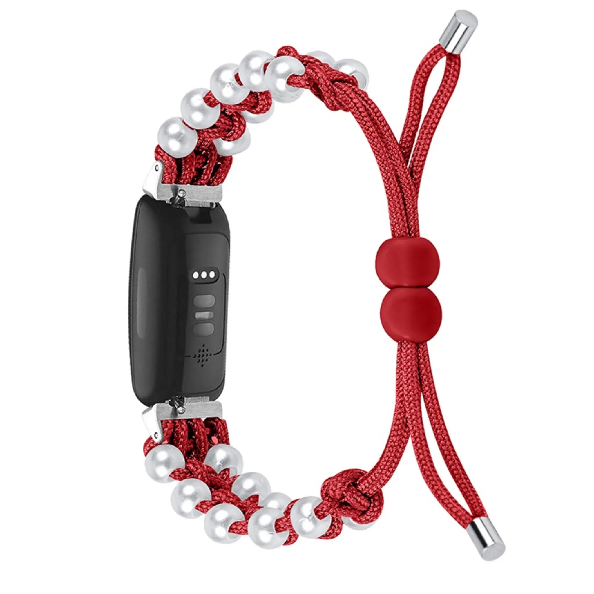 Fitbit Inspire 2 nylon adorned bead style watch strap - Red