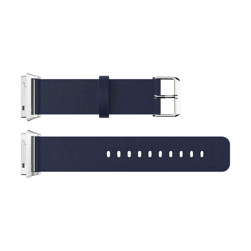 Fitbit Ionic litchi texture genuine leather watch strap - Dark Blue