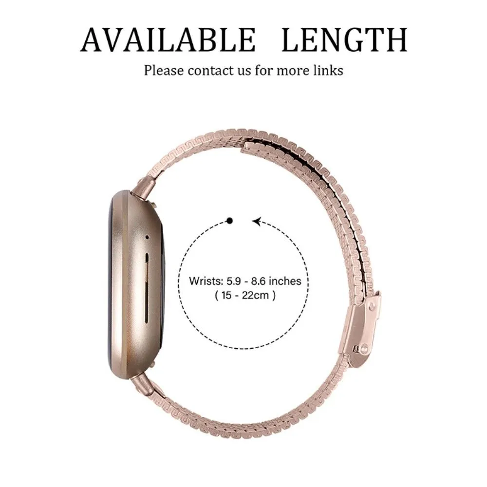 Fitbit Sense / Versa 3 simple stainless steel watch strap with double buckle - Rose Gold