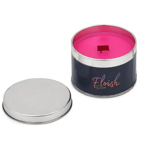 Floish Decor Premium Scented Tin Wood Wick Candle | Scented Candles for Home Decor | Scented Candles Gift Set | 30 Hours Burn Time (Lavender, 2 Pcs)