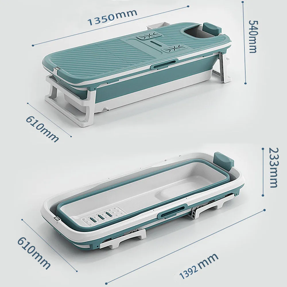 Foldable Large 135cm Massage Bathtub with Drain, Portable