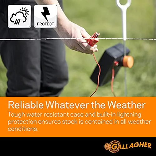 Gallagher S12 Solar Electric Fence Charger | Powers Up to 4 Miles / 18 Acres of Fence | Solar Lithium Technology, 0.12 Stored Joule Energizer | Built-in Earthing | Portable and Super Tough