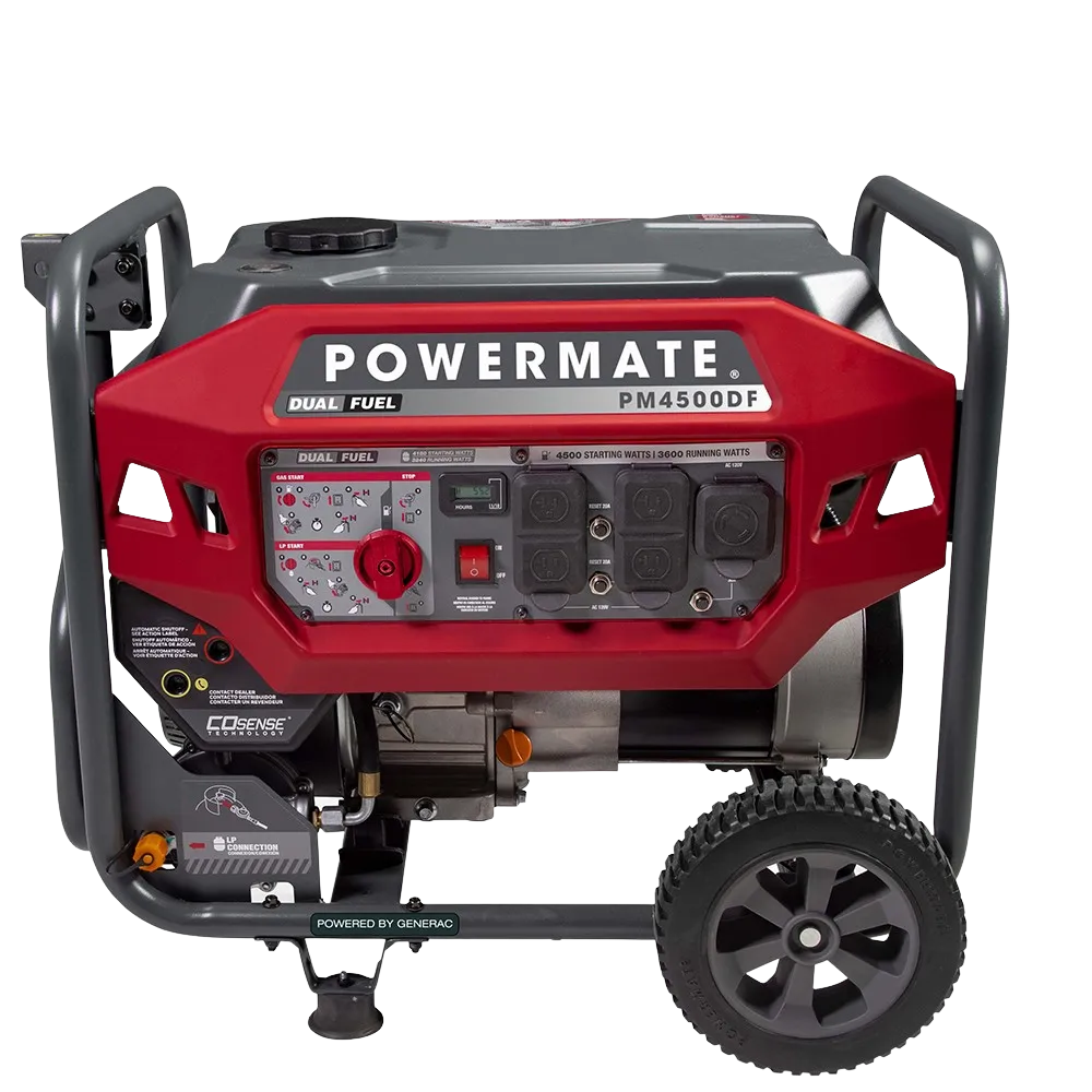 Generac/Powermate PM4500DF 3600W/4500W Recoil Start Dual Fuel Portable Generator with CO-Sense New