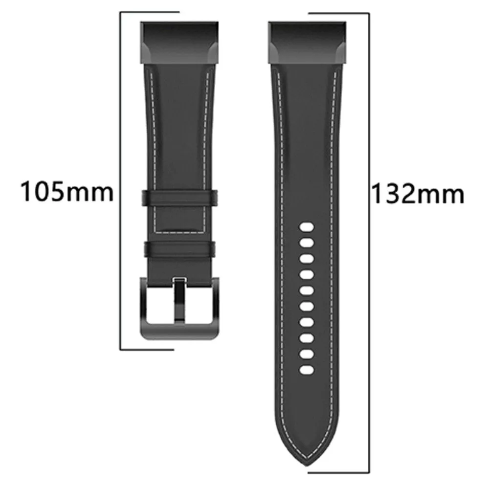 Genuine adjustable leather watch strap for Garmin watch - Dark Brown