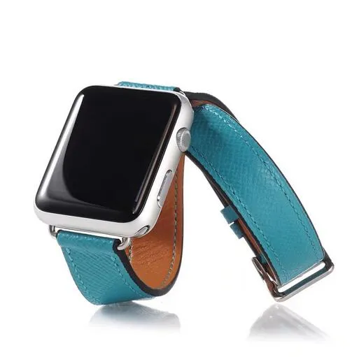 Genuine Leather Double Wrap Apple Watch Band | Brown and Black Apple Leather Band