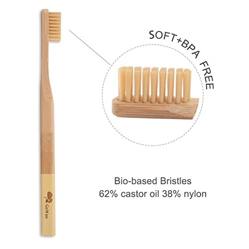 GoWoo 100% Natural Bamboo Toothbrush Soft – Organic Eco Friendly Toothbrushes With Soft Nylon Bristles, BPA-Free, Biodegradable, Dental Care Set for Men and Women, Pack Of 4, Rainbow Color