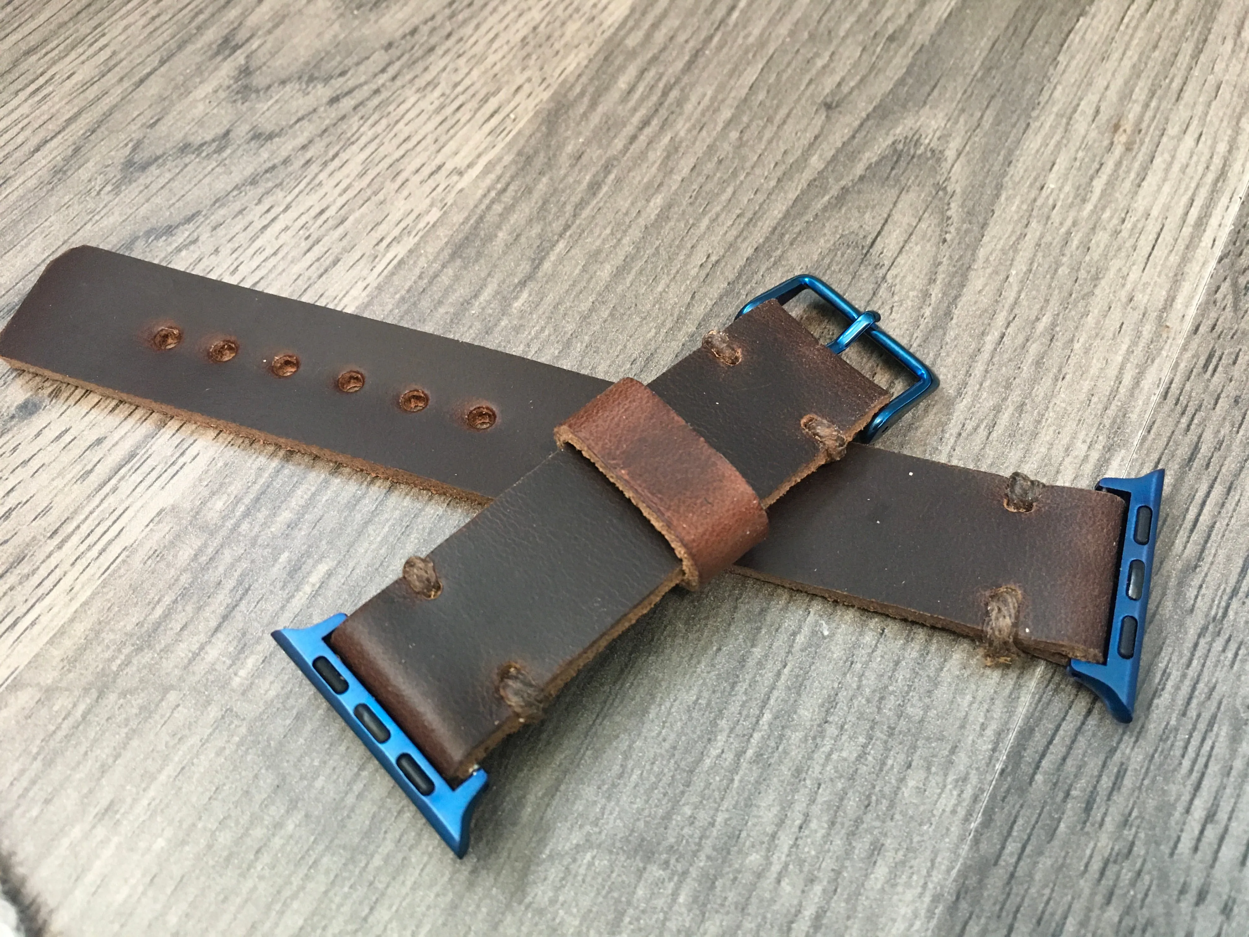 Horween Leather Band for Blue Series 6 Apple Watch Band, Horween Leather Band for Blue