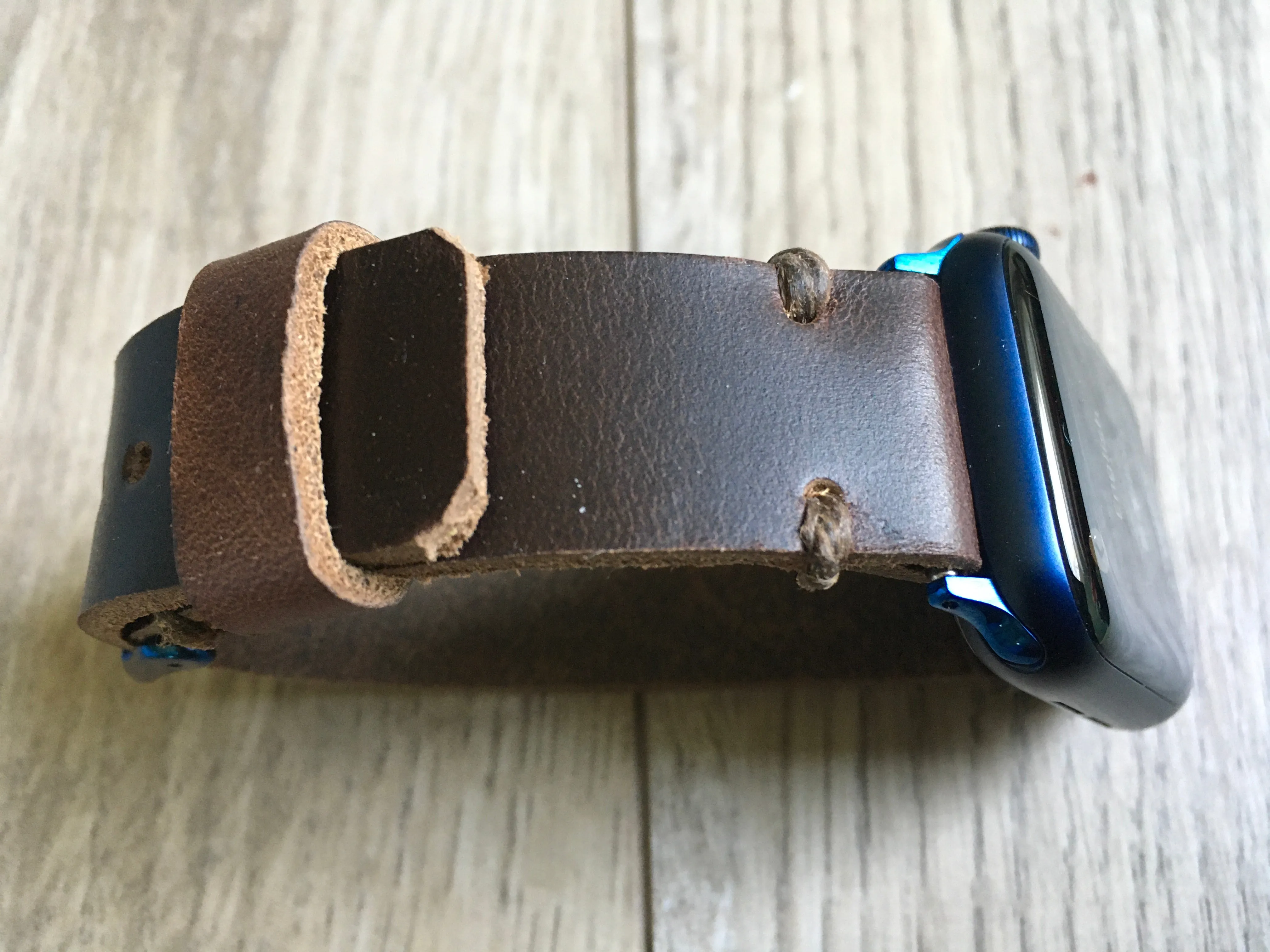 Horween Leather Band for Blue Series 6 Apple Watch Band, Horween Leather Band for Blue