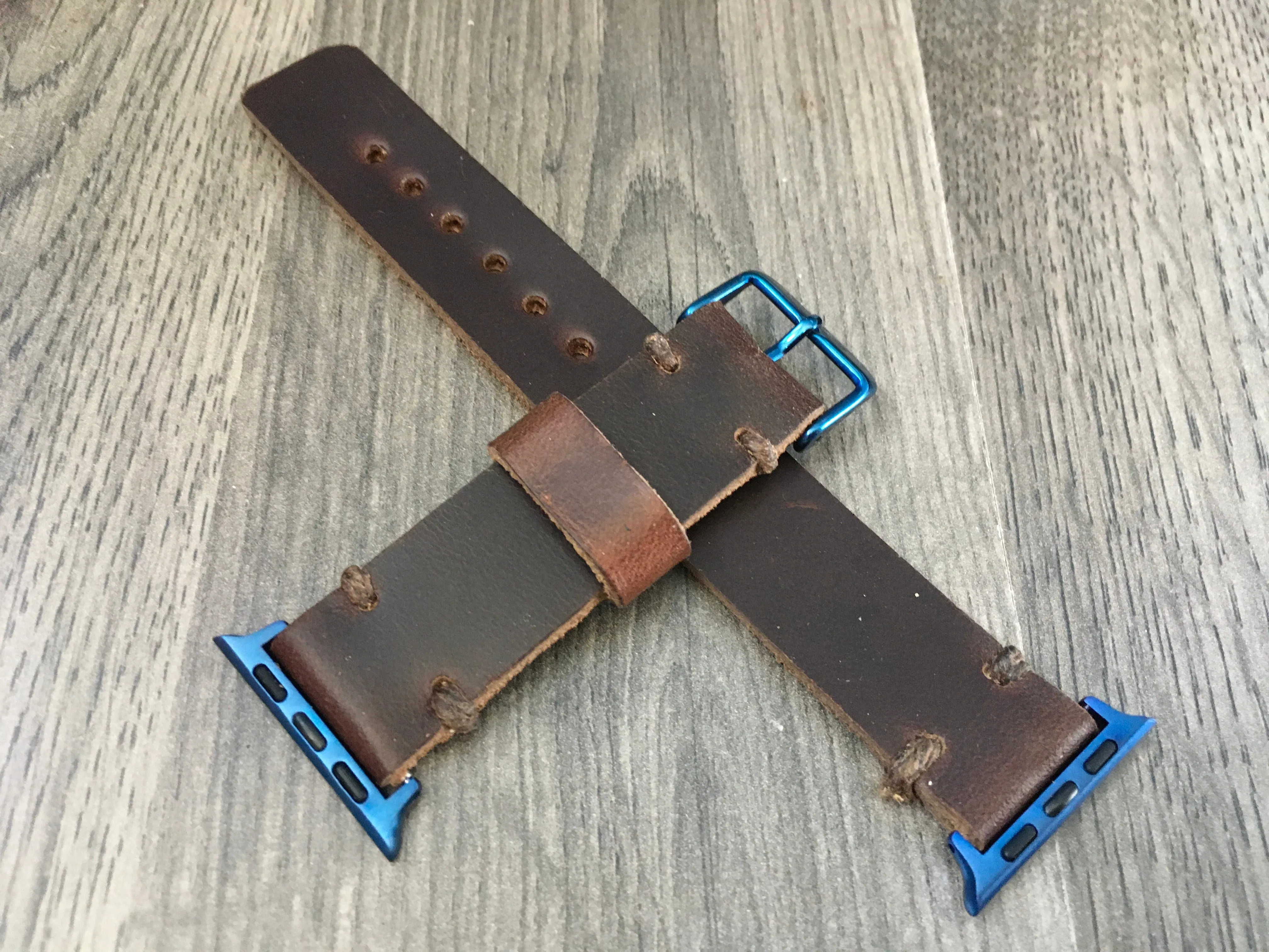 Horween Leather Band for Blue Series 6 Apple Watch Band, Horween Leather Band for Blue