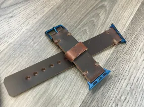 Horween Leather Band for Blue Series 6 Apple Watch Band, Horween Leather Band for Blue