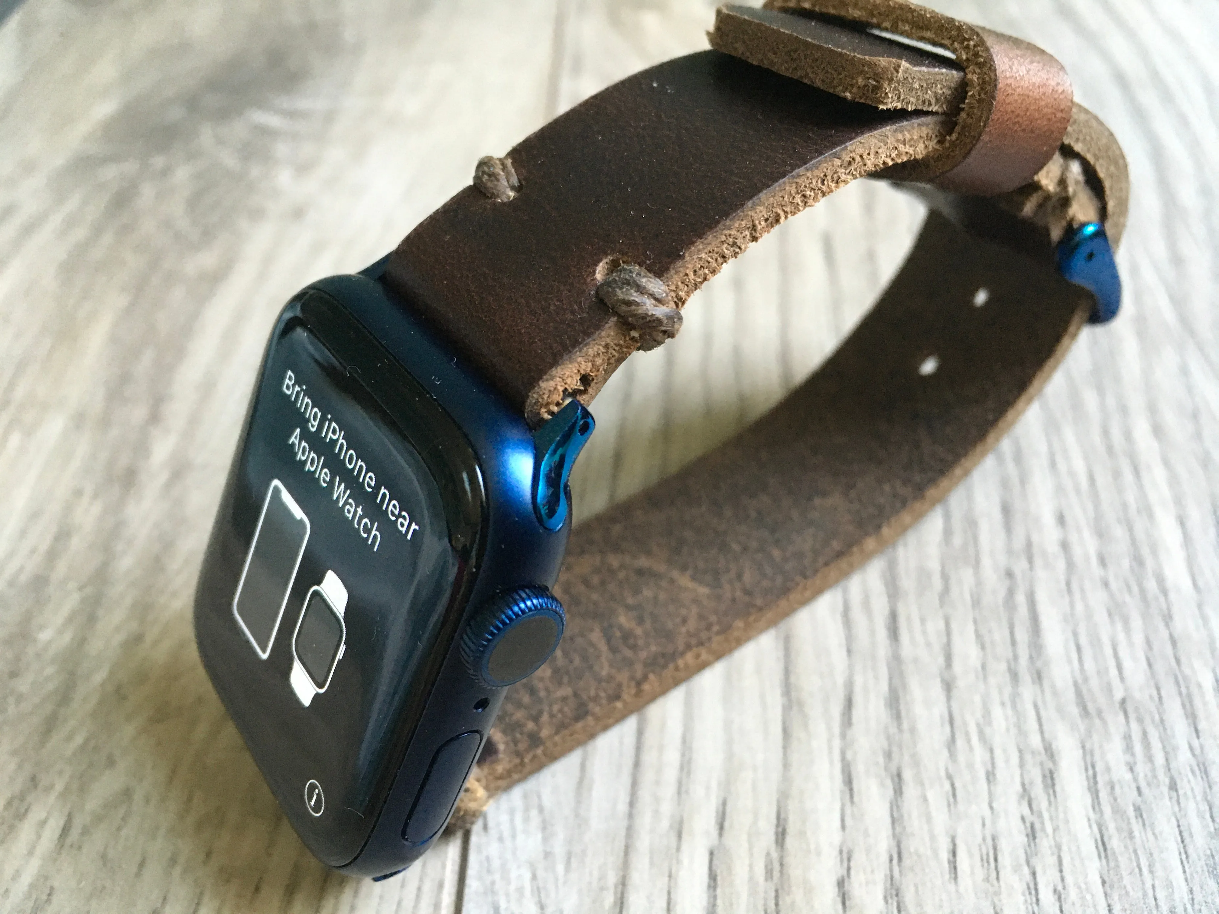 Horween Leather Band for Blue Series 6 Apple Watch Band, Horween Leather Band for Blue