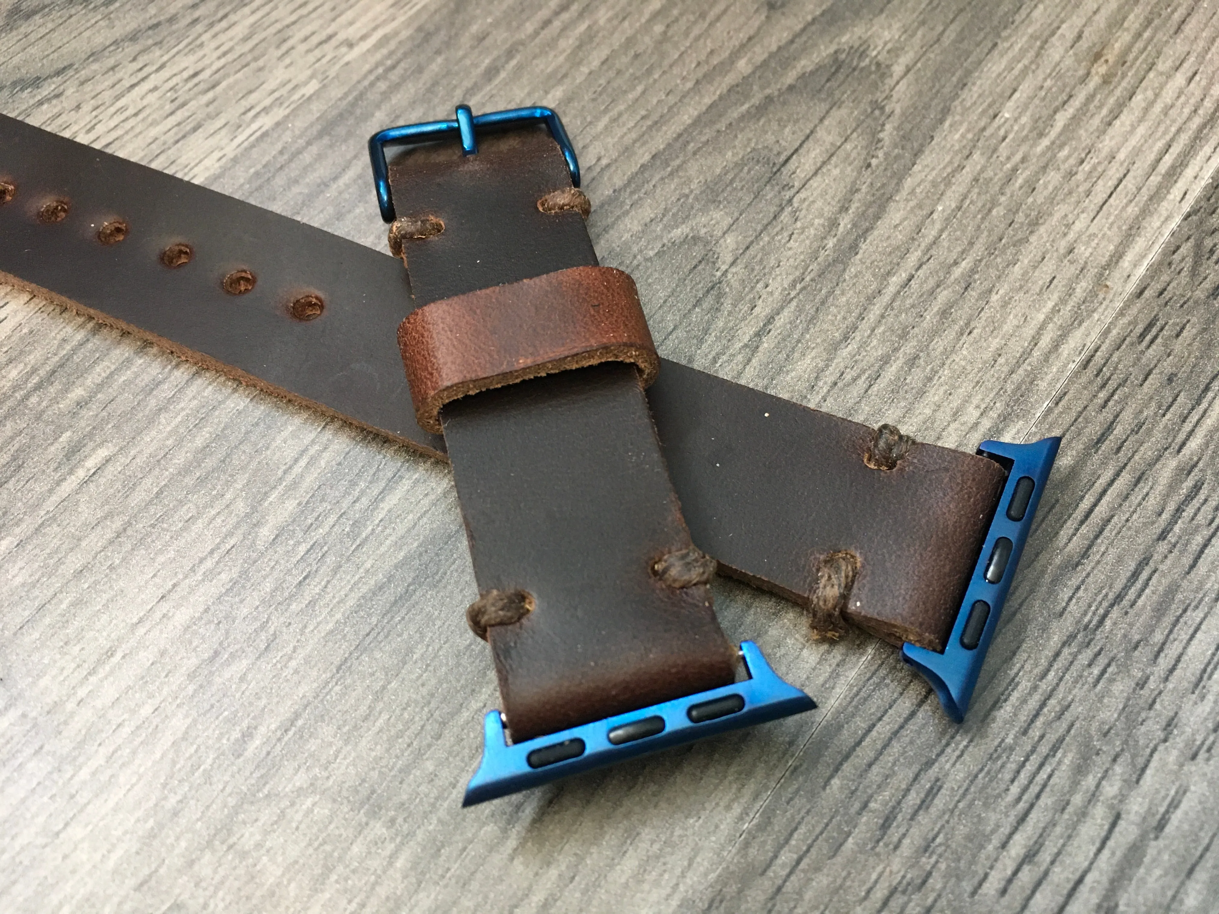 Horween Leather Band for Blue Series 6 Apple Watch Band, Horween Leather Band for Blue