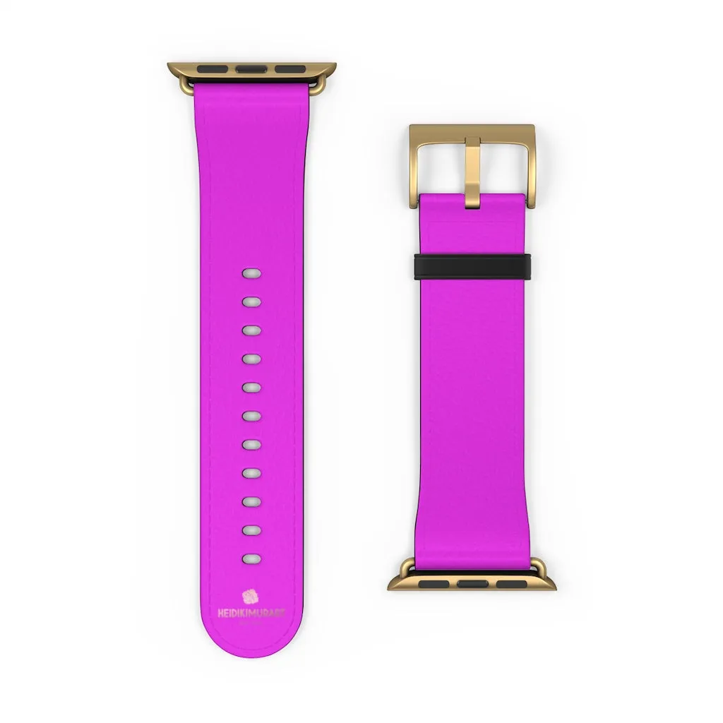 Hot Pink Apple Watch Band, Solid Color 38mm/42mm Minimalist Watch Bands- Made in USA