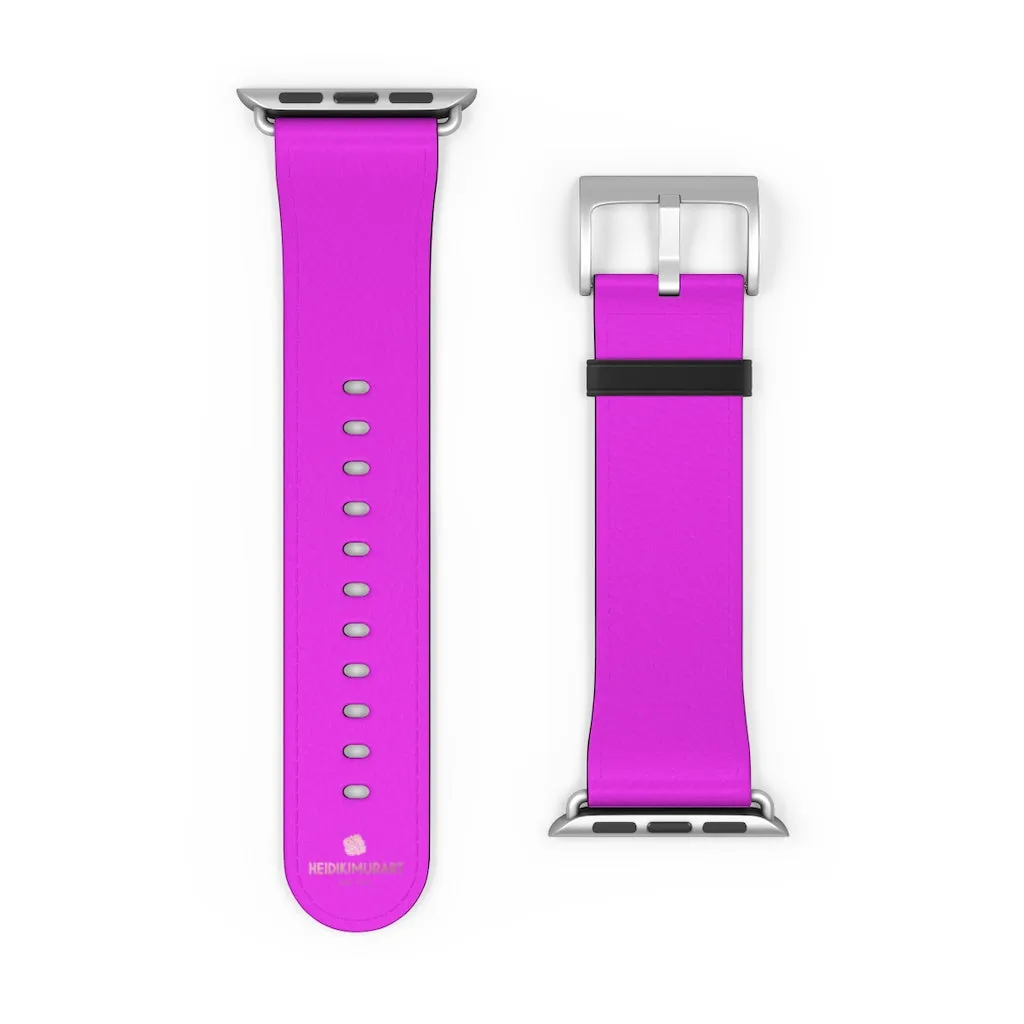 Hot Pink Apple Watch Band, Solid Color 38mm/42mm Minimalist Watch Bands- Made in USA