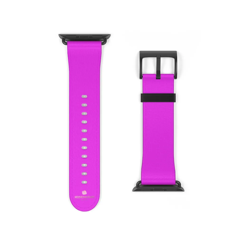 Hot Pink Apple Watch Band, Solid Color 38mm/42mm Minimalist Watch Bands- Made in USA