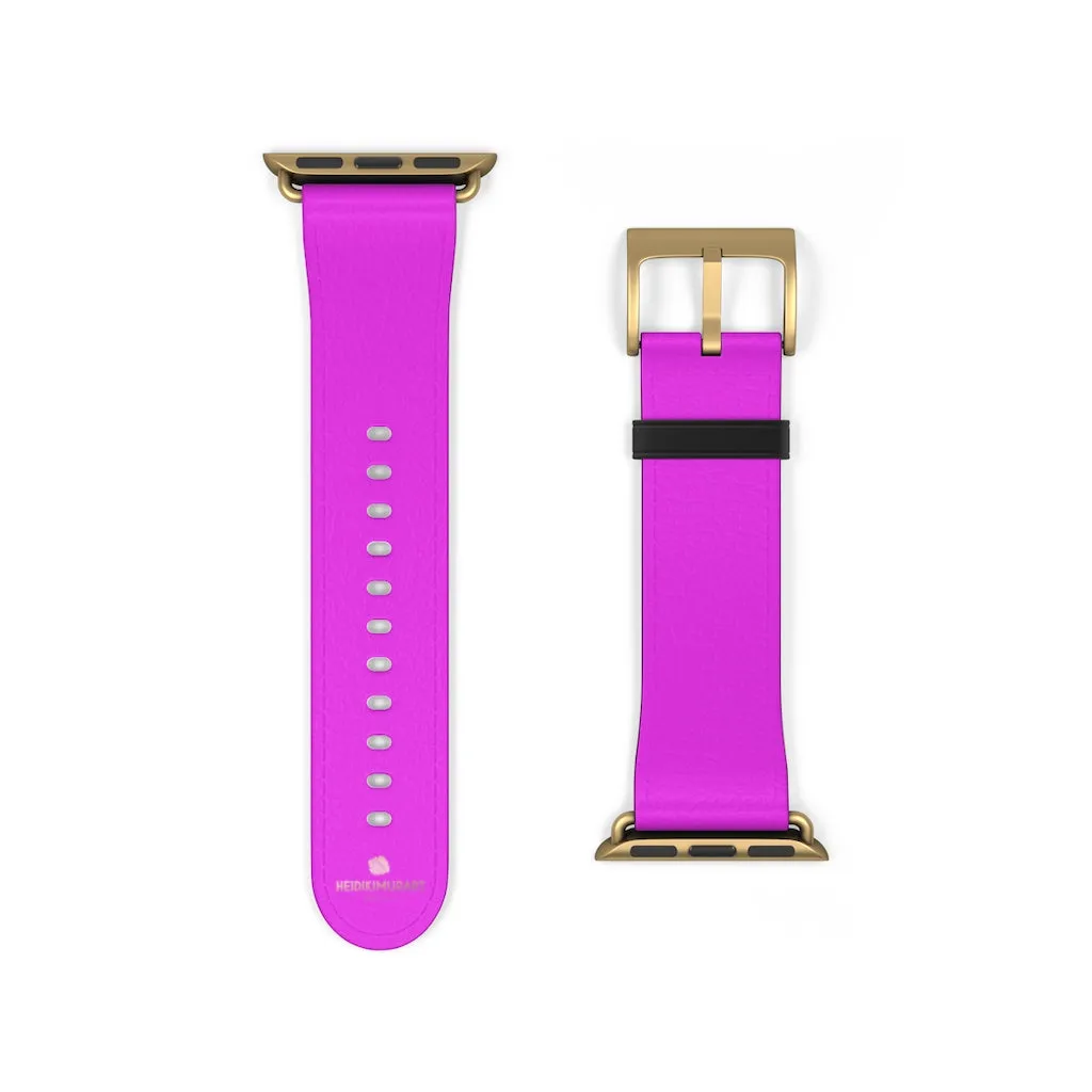 Hot Pink Apple Watch Band, Solid Color 38mm/42mm Minimalist Watch Bands- Made in USA