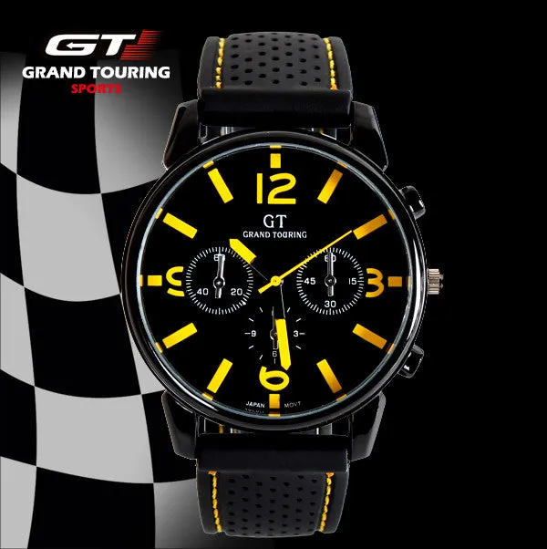 Hot Sale Grand Touring GT Sport Men's Quartz Wristwatches Silicone Bracelet Women Military Watch