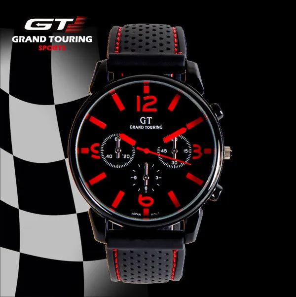 Hot Sale Grand Touring GT Sport Men's Quartz Wristwatches Silicone Bracelet Women Military Watch