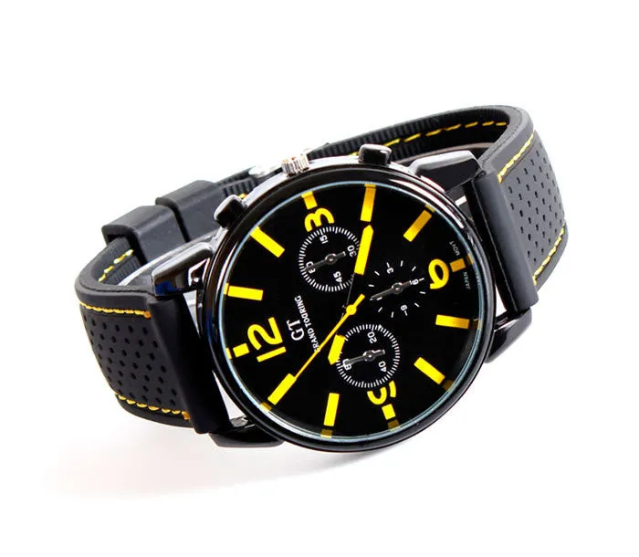 Hot Sale Grand Touring GT Sport Men's Quartz Wristwatches Silicone Bracelet Women Military Watch