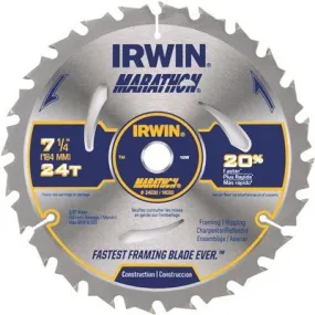 Irwin Marathon Portable Corded Circular Saw Blade 7-1/4 In. X 24T' 5/8 In. Diamond Arbor