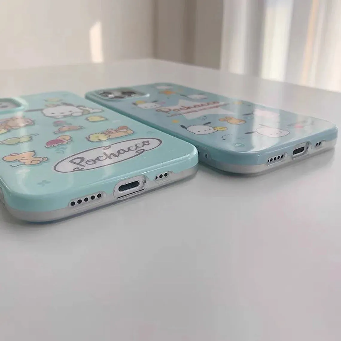 Japanese Cartoon Cute PC Star Blue and PC with Friends Mint Soft iPhone Case 12 13 14 Pro Promax