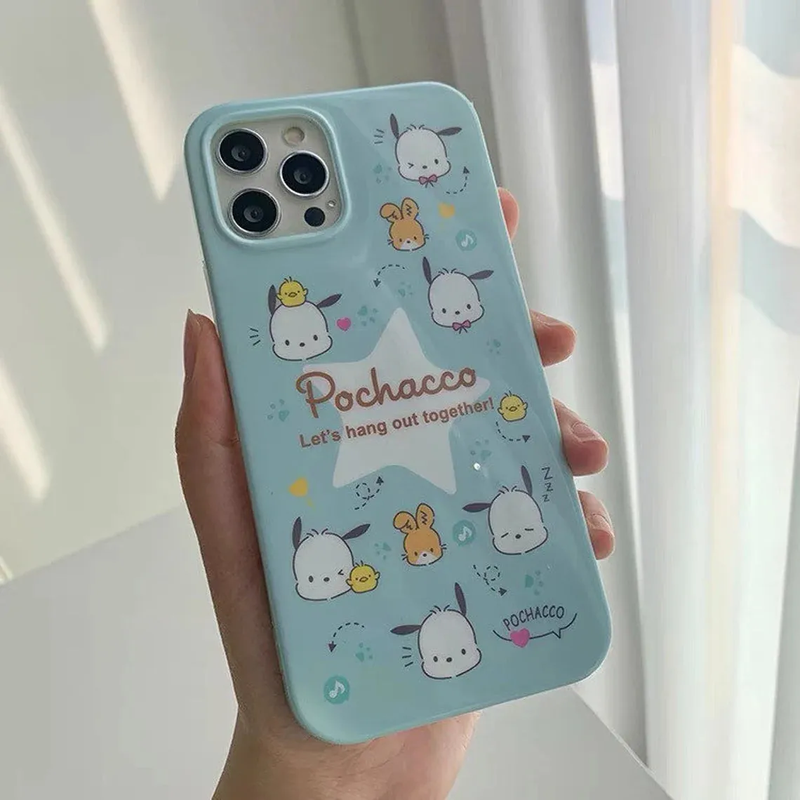 Japanese Cartoon Cute PC Star Blue and PC with Friends Mint Soft iPhone Case 12 13 14 Pro Promax