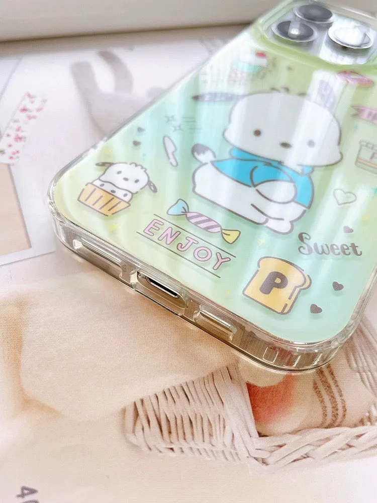 Japanese Cartoon Pochacco Ice Cream Green iPhone Case 14 15 Pro Promax