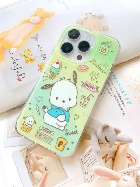 Japanese Cartoon Pochacco Ice Cream Green iPhone Case 14 15 Pro Promax