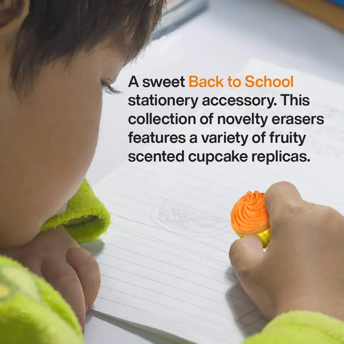 Kicko Scented Cupcake Erasers - Collection of Novelty Erasers in Fruity Scent - Sweet