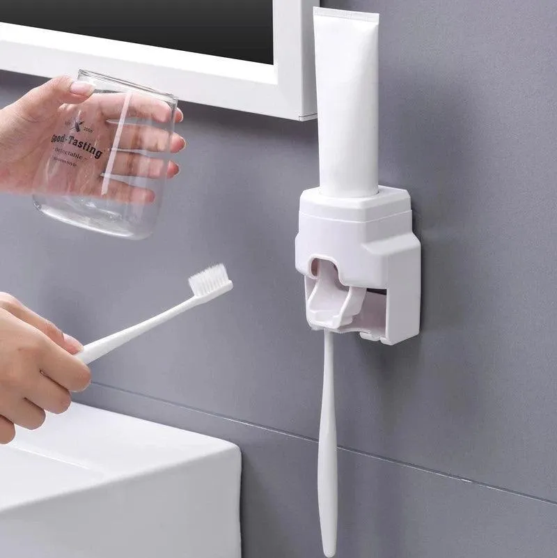 Lazy Toothpaste Dispenser & Toothbrush Holder Combo: Streamlined Bathroom Organization