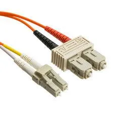 LC/UPC to SC/UPC OM3 Duplex 2.0mm Fiber Optic Patch Cord, OFNR, Multimode 50/125, Aqua Jacket, Beige Connector, 7 meter (22.9 ft)