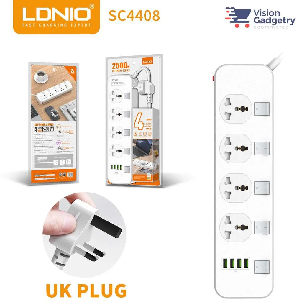 LDNIO SC4408 | 2500W Power Socket  | With 17W Auto-ID USB Ports