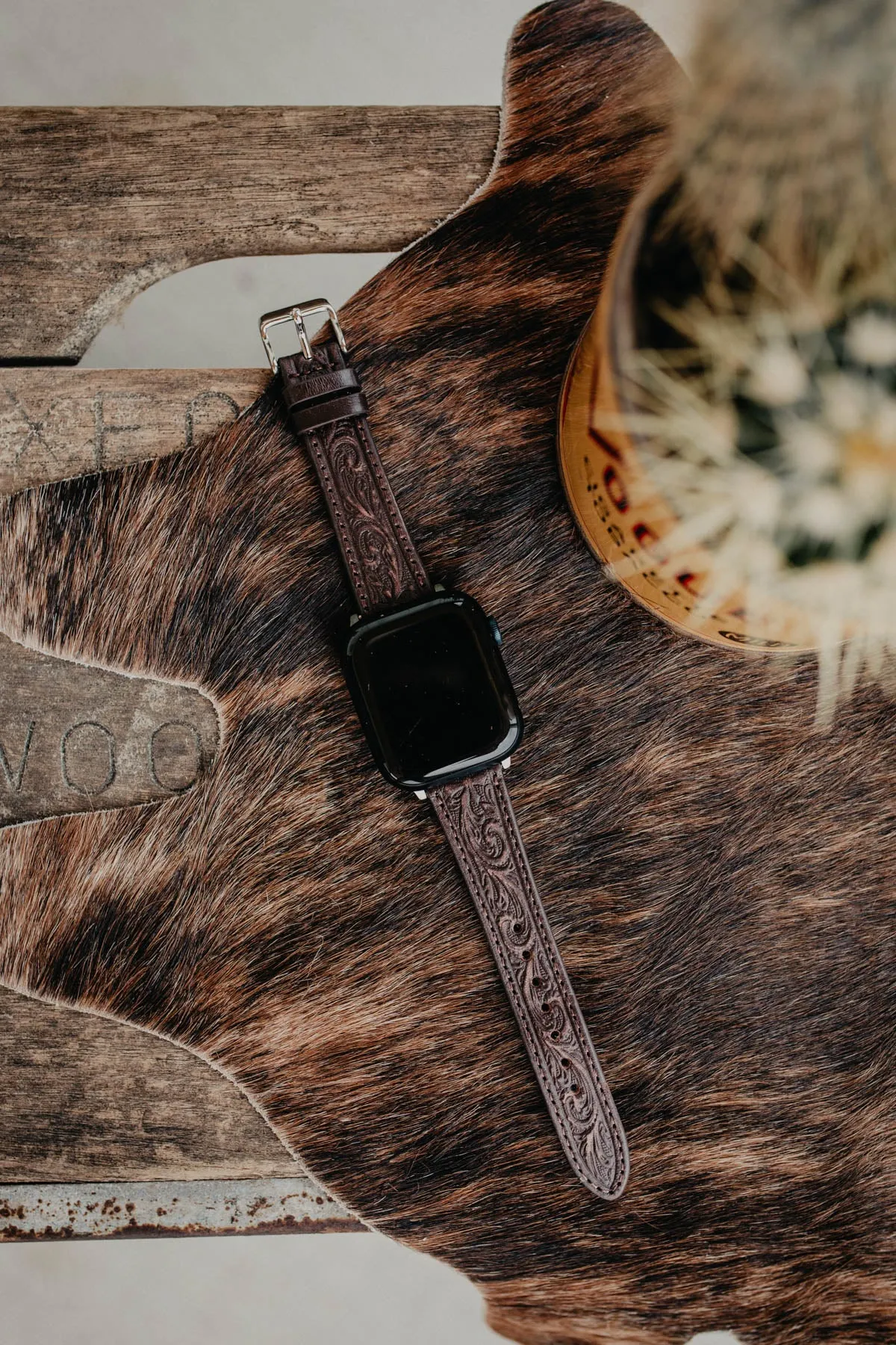 Leather Dark Tooled Watch Band (2 Sizes)