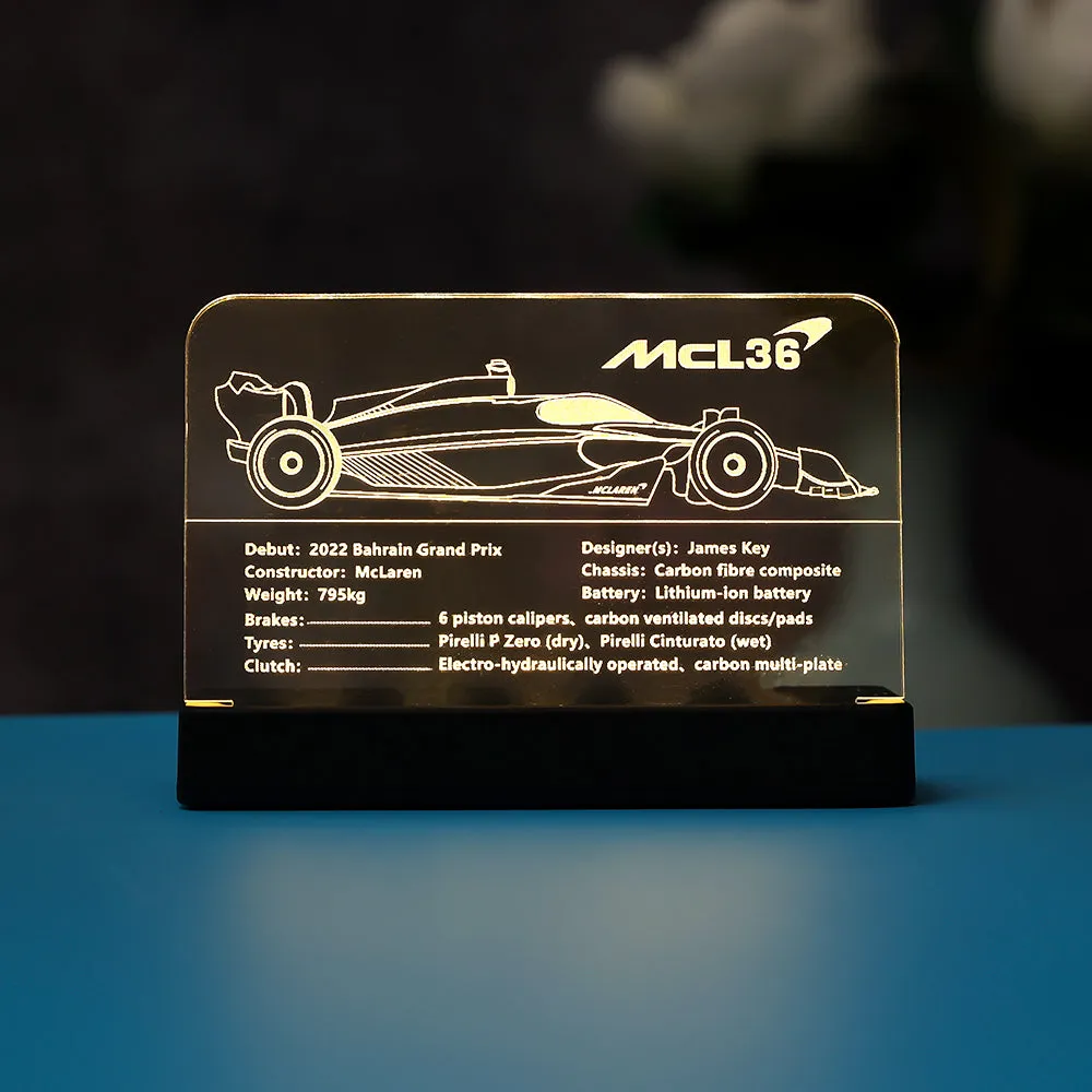 LED Light Acrylic Nameplate for McLaren Formula 1™ Race Car #42141