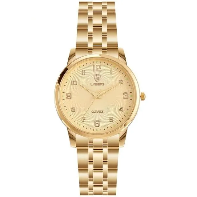 Liebig L1013 Japan Quartz Movement Golden Watch  for Couples