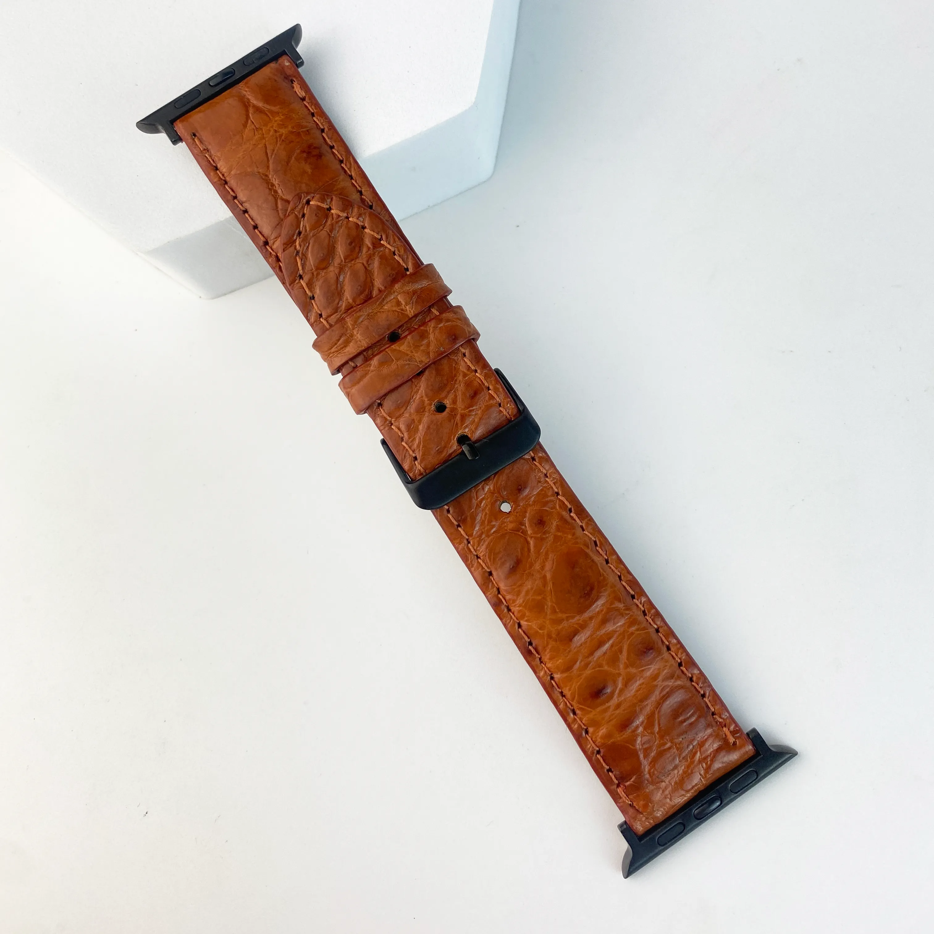 Light Brown Alligator Leather Strap for Apple Watch Ultra Series 8 7 6 5 4 3 SE | AW-45