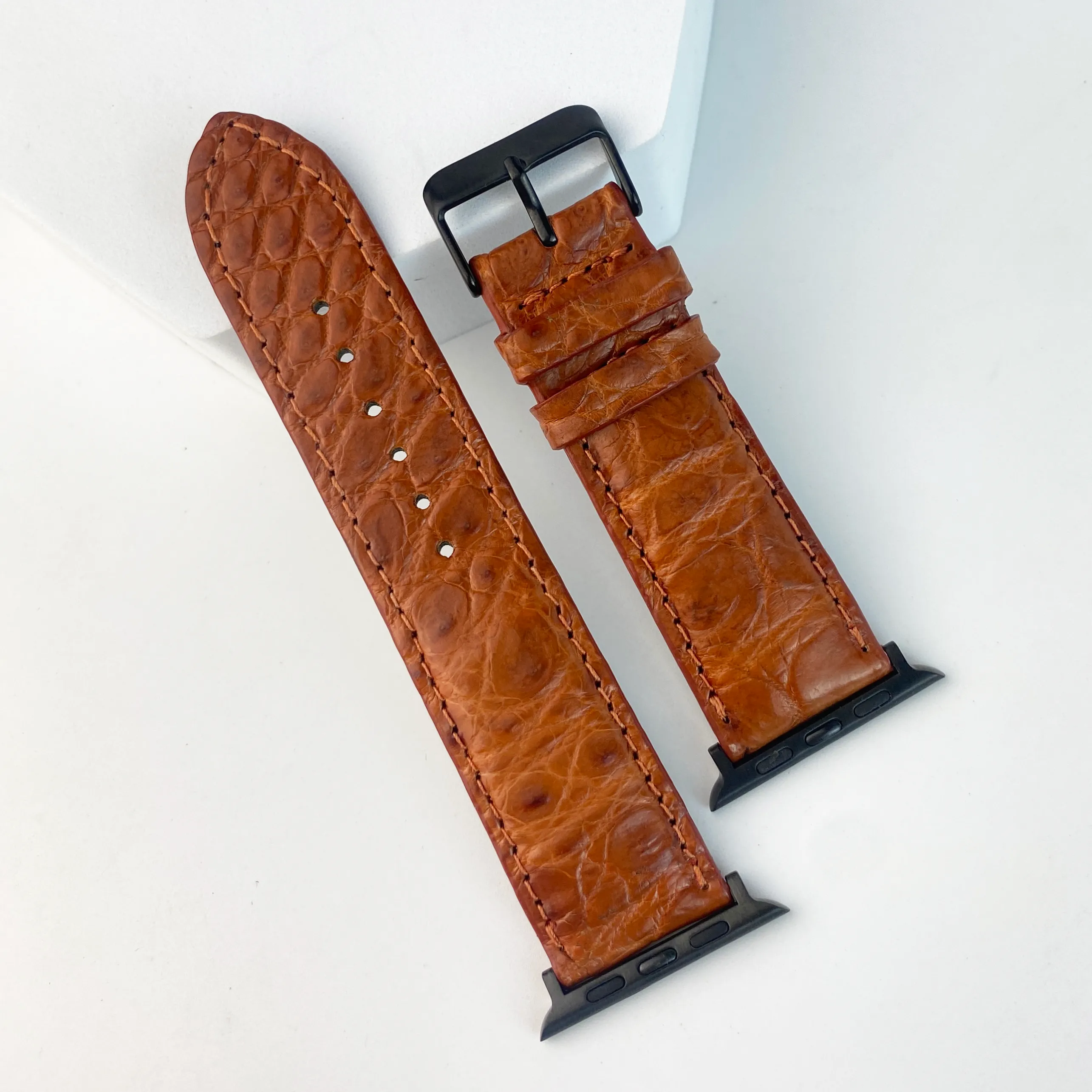 Light Brown Alligator Leather Strap for Apple Watch Ultra Series 8 7 6 5 4 3 SE | AW-45