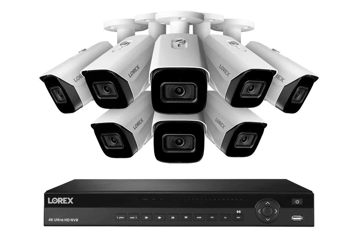 Lorex 4K (16 Camera Capable) 4TB Wired NVR System with Nocturnal 3 Smart IP Bullet Cameras with Listen-In Audio and 30FPS