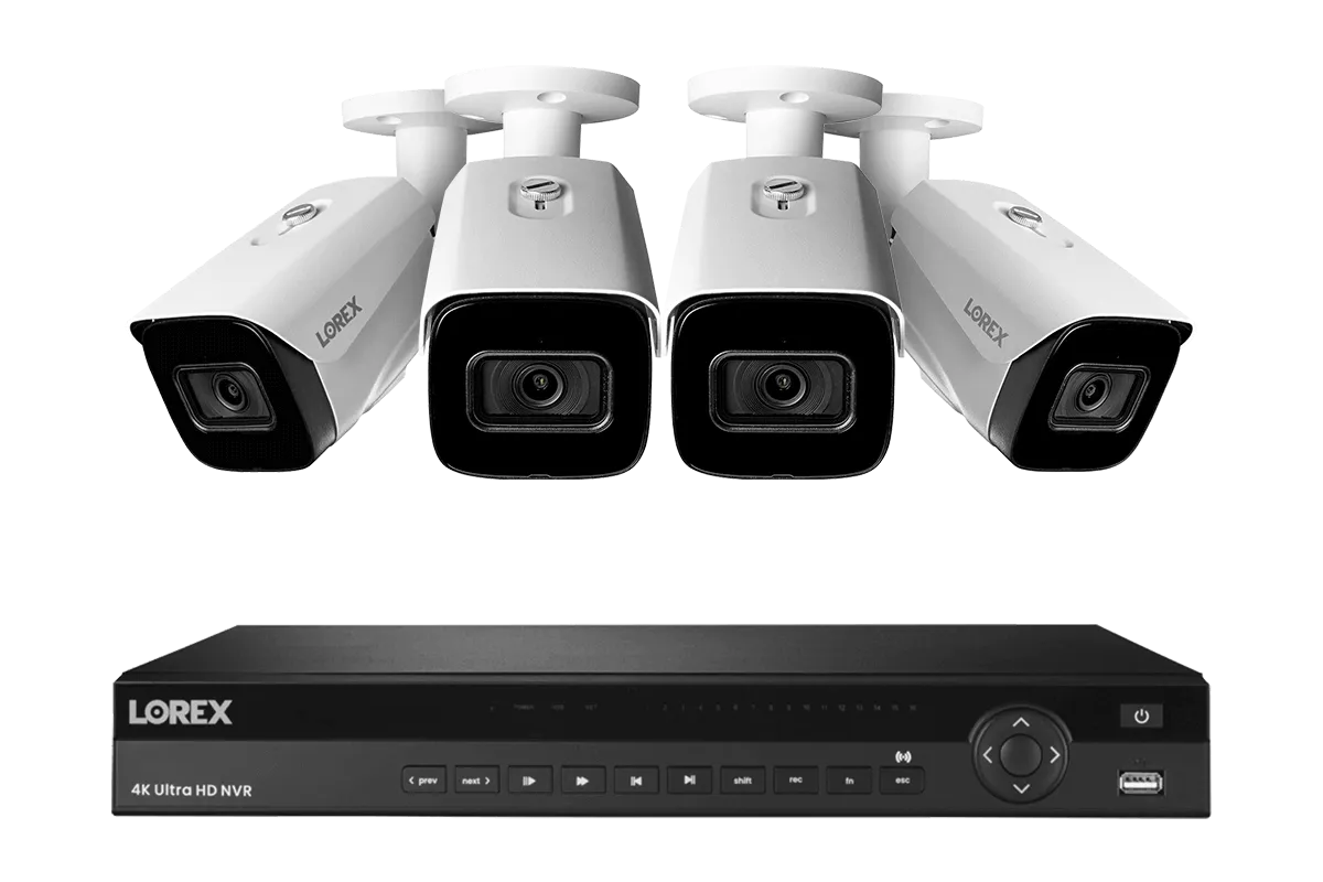 Lorex 4K (16 Camera Capable) 4TB Wired NVR System with Nocturnal 3 Smart IP Bullet Cameras with Listen-In Audio and 30FPS