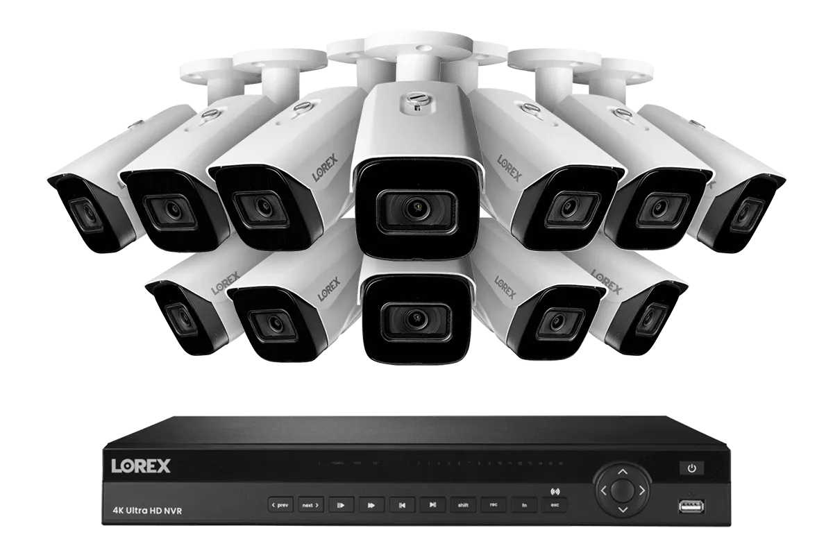 Lorex 4K (16 Camera Capable) 4TB Wired NVR System with Nocturnal 3 Smart IP Bullet Cameras with Listen-In Audio and 30FPS