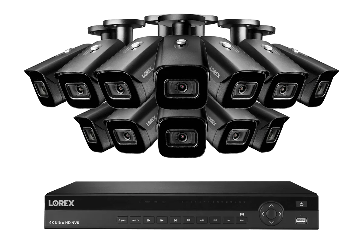 Lorex 4K (16 Camera Capable) 4TB Wired NVR System with Nocturnal 3 Smart IP Bullet Cameras with Listen-In Audio and 30FPS