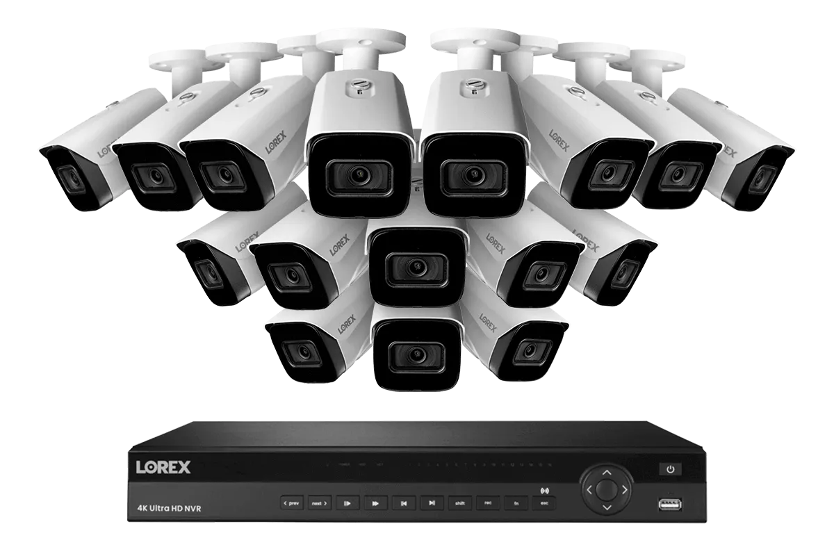 Lorex 4K (16 Camera Capable) 4TB Wired NVR System with Nocturnal 3 Smart IP Bullet Cameras with Listen-In Audio and 30FPS