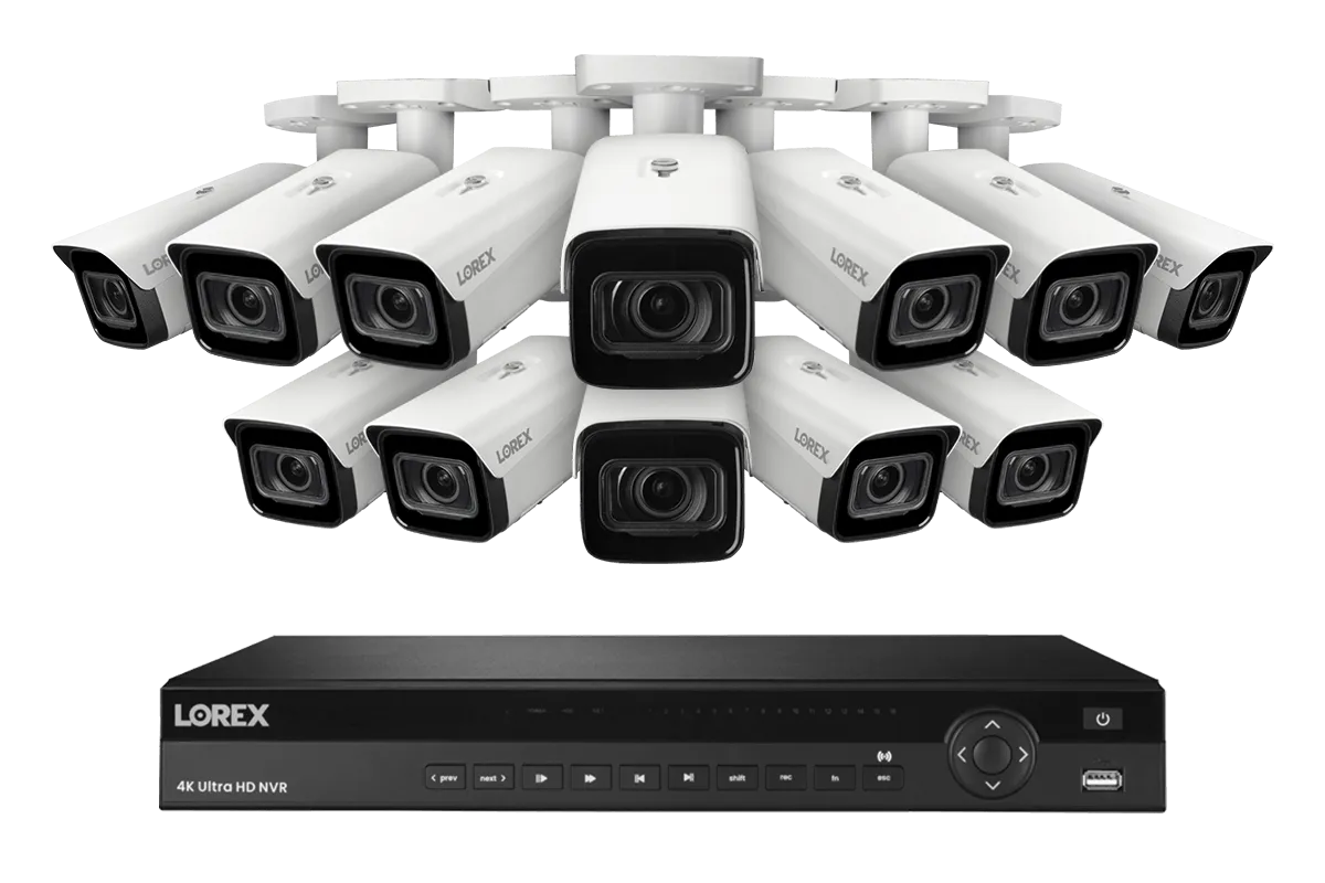 Lorex 4K (16 Camera Capable) 4TB Wired NVR System with Nocturnal 3 Smart IP Bullet Cameras with Motorized Varifocal Lens