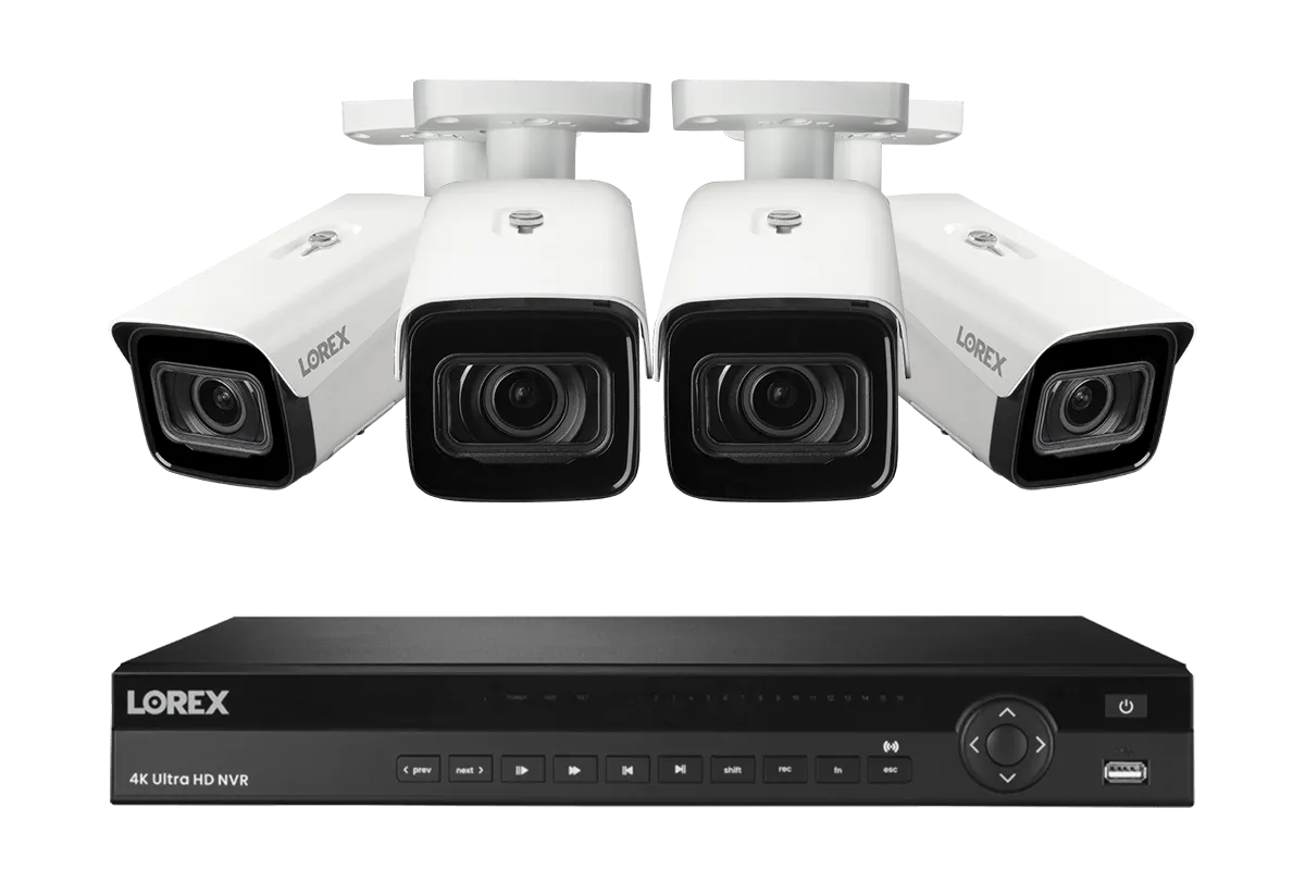 Lorex 4K (16 Camera Capable) 4TB Wired NVR System with Nocturnal 3 Smart IP Bullet Cameras with Motorized Varifocal Lens